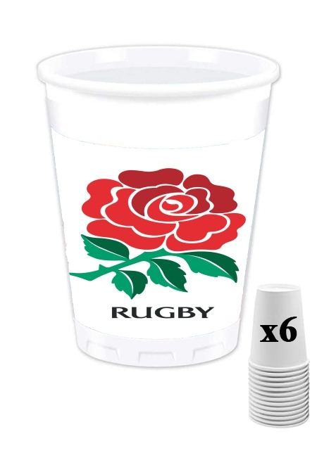 Pack de 6 Gobelets Rose Flower Rugby England