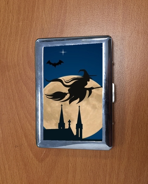 Porte Cigarette Halloween Pleine Lune avec sorcière