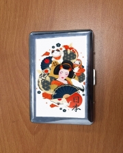 Porte Cigarette Japanese geisha surrounded with colorful carps