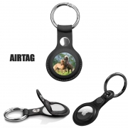 Porte clé Airtag - Protection Deux chevaux islandais cabrés, jouent ensemble dans le pré