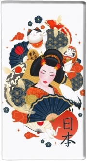 Batterie nomade de secours universelle 5000 mAh Japanese geisha surrounded with colorful carps
