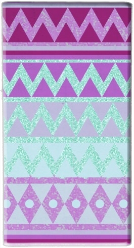 Batterie nomade de secours universelle 5000 mAh Tribal Chevron in pink and mint glitter