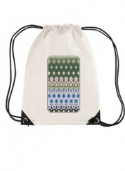 Sac de gym Abstract ethnic floral stripe pattern white blue green