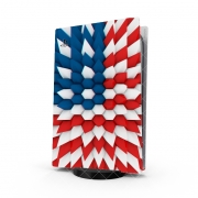 Autocollant Playstation 5 - Skin adhésif PS5 3D Poly USA flag