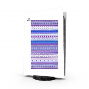 Autocollant Playstation 5 - Skin adhésif PS5 Aztec Tribal ton bleu et violet
