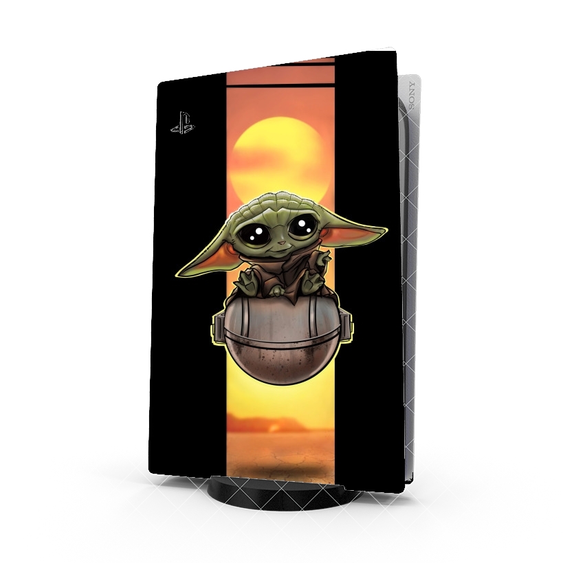 Autocollant Playstation 5 - Skin adhésif PS5 Baby Yoda