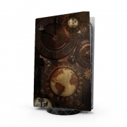 Autocollant Playstation 5 - Skin adhésif PS5 Brown steampunk clocks and gears