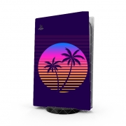 Autocollant Playstation 5 - Skin adhésif PS5 Classic retro 80s style tropical sunset