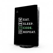 Autocollant Playstation 5 - Skin adhésif PS5 Eat Sleep Code Repeat