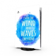 Autocollant Playstation 5 - Skin adhésif PS5 Chrétienne - Even the wind and waves Obey him Matthew 8v27