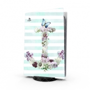 Autocollant Playstation 5 - Skin adhésif PS5 Floral Anchor in mint