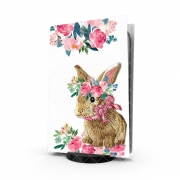 Autocollant Playstation 5 - Skin adhésif PS5 Flower Friends bunny Lace Lapin