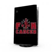 Autocollant Playstation 5 - Skin adhésif PS5 Fuck Cancer With Deadpool