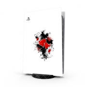 Autocollant Playstation 5 - Skin adhésif PS5 Love et Coeur Rouge
