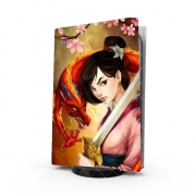 Autocollant Playstation 5 - Skin adhésif PS5 Mulan Warrior Princess