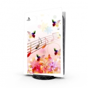 Autocollant Playstation 5 - Skin adhésif PS5 Notes de musique Papillon colorés