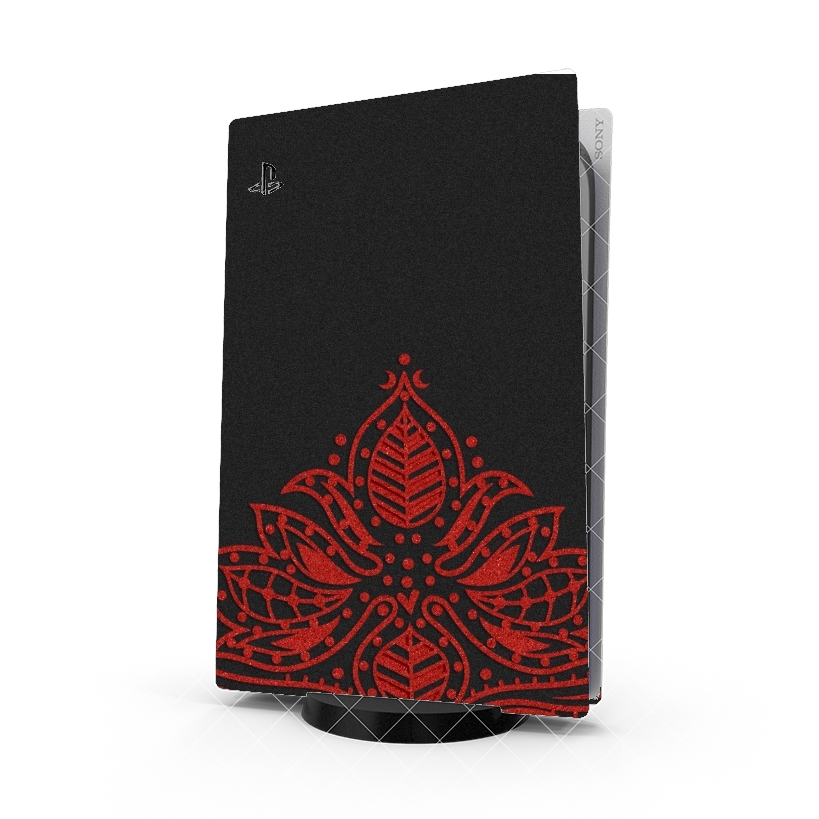 Autocollant Playstation 5 - Skin adhésif PS5 Red Glitter Flower