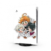 Autocollant Playstation 5 - Skin adhésif PS5 The Promised Neverland - Emma, Ray, Norman Chibi