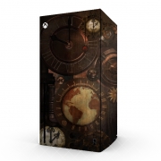 Autocollant Xbox Series X / S - Skin adhésif Xbox Brown steampunk clocks and gears