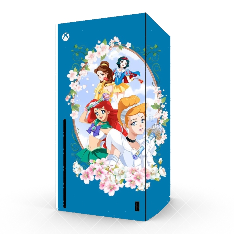 Autocollant Xbox Series X / S - Skin adhésif Xbox Disney Princess Feat Sailor Moon