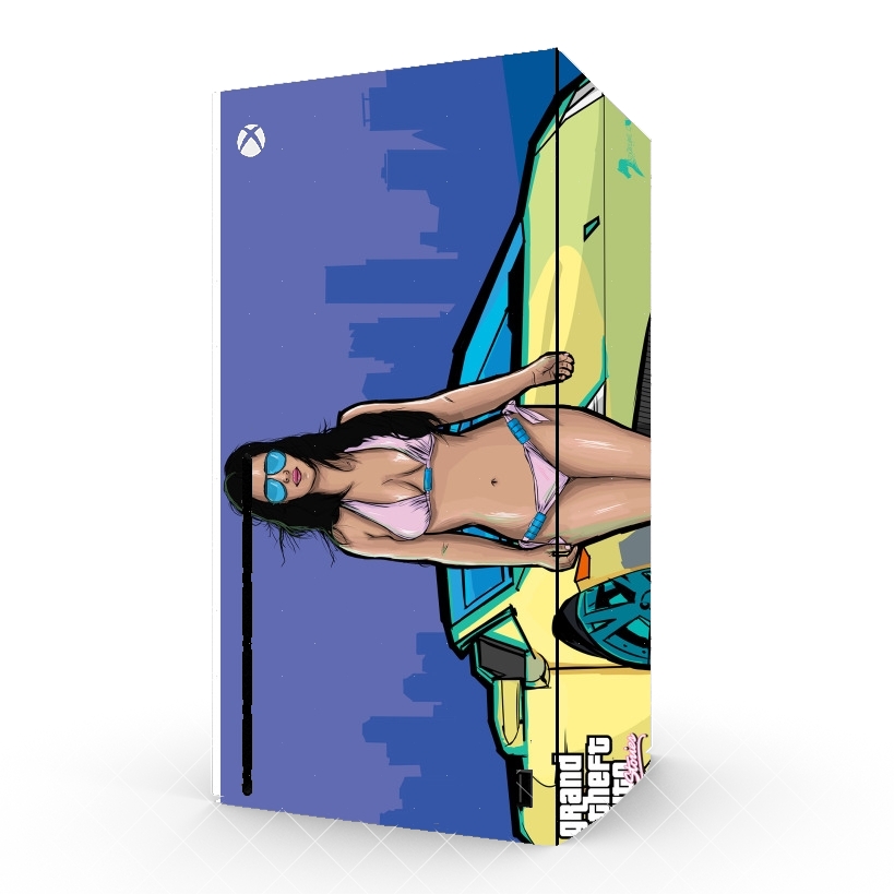 Autocollant Xbox Series X / S - Skin adhésif Xbox GTA collection: Bikini Girl Florida Beach