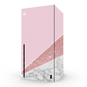 Autocollant Xbox Series X / S - Skin adhésif Xbox Initiale Marble and Glitter Pink