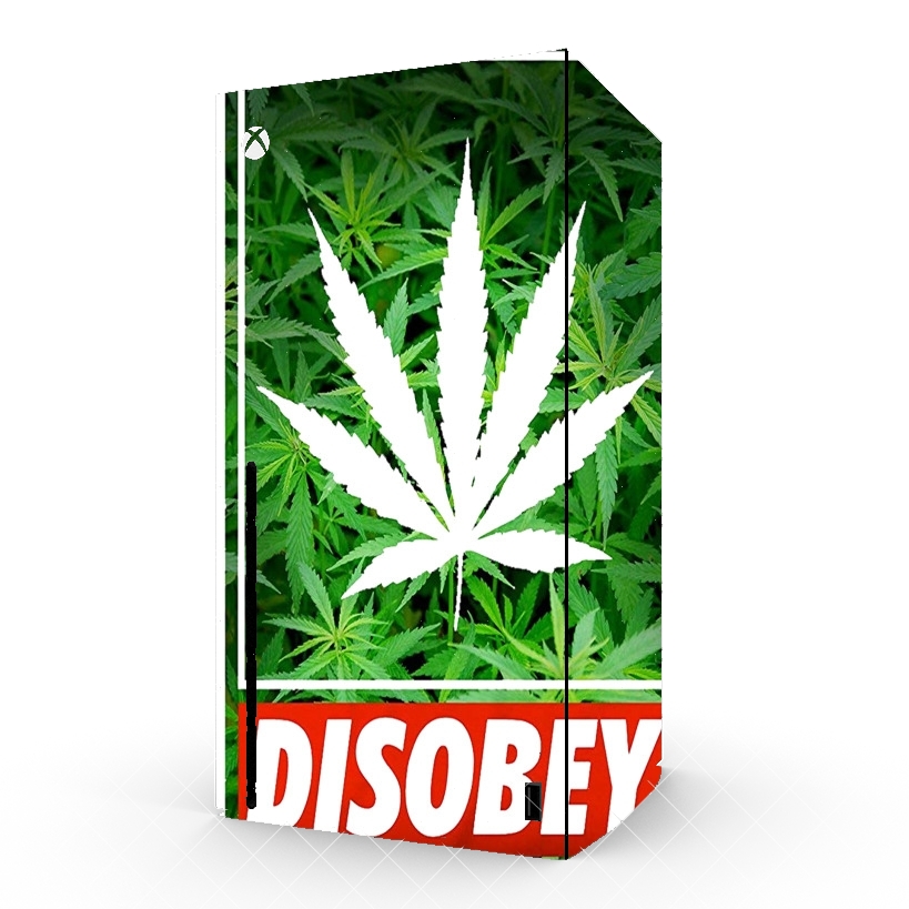 Autocollant Xbox Series X / S - Skin adhésif Xbox Weed Cannabis Disobey