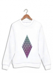 Sweatshirt Abstract bright floral geometric pattern teal pink white