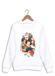 Sweatshirt Japanese geisha surrounded with colorful carps