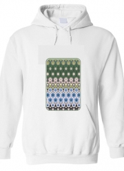 Sweat à capuche Abstract ethnic floral stripe pattern white blue green