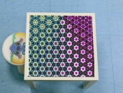 Table basse Abstract bright floral geometric pattern teal pink white