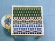 Table basse Abstract ethnic floral stripe pattern white blue green