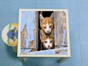 Table basse Petits chatons mignons à la fenêtre ancienne