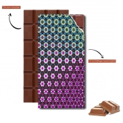 Tablette de chocolat personnalisé Abstract bright floral geometric pattern teal pink white
