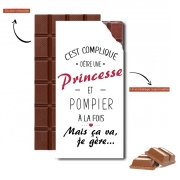 Tablette de chocolat personnalisé C'est compliqué d’être une princesse et pompier