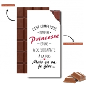 Tablette de chocolat personnalisé C'est complique d'être une princesse et une aide soignante a la fois