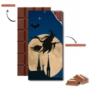 Tablette de chocolat personnalisé Halloween Pleine Lune avec sorcière