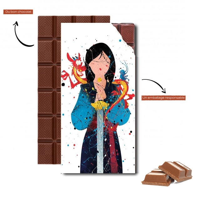 Tablette de chocolat personnalisé Mulan Princess Watercolor Decor