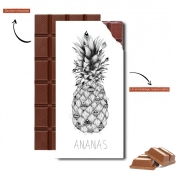 Tablette de chocolat personnalisé Ananas en noir et blanc