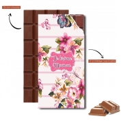 Tablette de chocolat personnalisé Pink floral Marinière - Je t'aime Maman