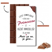 Tablette de chocolat personnalisé Princesse et agent immobilier