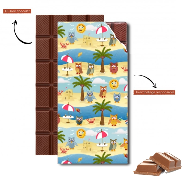 Tablette de chocolat personnalisé Hiboux à la plage
