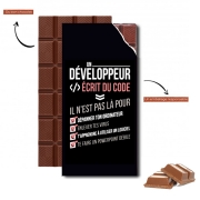 Tablette de chocolat personnalisé Un développeur écrit du code Stop