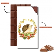 Tablette de chocolat personnalisé watercolor hérisson en automne
