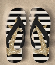 Tongs gold glitter anchor in black