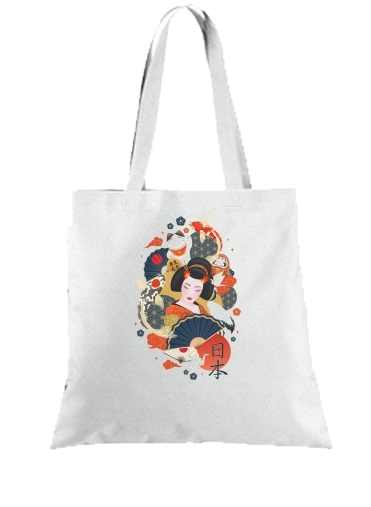 Tote Bag  Sac Japanese geisha surrounded with colorful carps