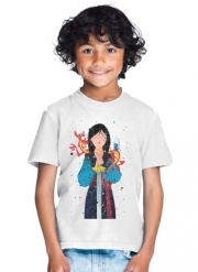 T-Shirt Garçon Mulan Princess Watercolor Decor