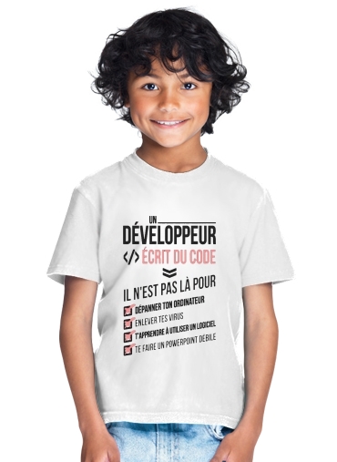 T-Shirt Garçon Un développeur écrit du code Stop