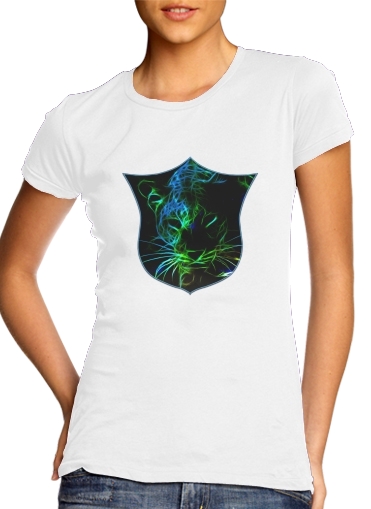 T-Shirt Manche courte cold rond femme Abstract neon Leopard