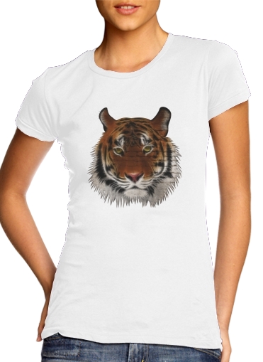 T-Shirt Manche courte cold rond femme Abstract Tiger